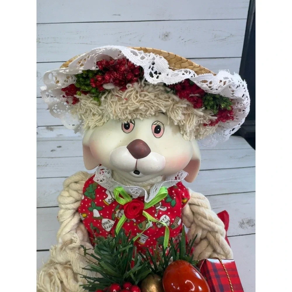 House of Lloyd Flossie Rabbit Figurine‎ 1993 Porcelain Face w/ Box Christmas Vtg
